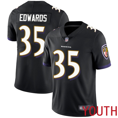 Baltimore Ravens Limited Black Youth Gus Edwards Alternate Jersey NFL Football #35 Vapor Untouchable->youth nfl jersey->Youth Jersey